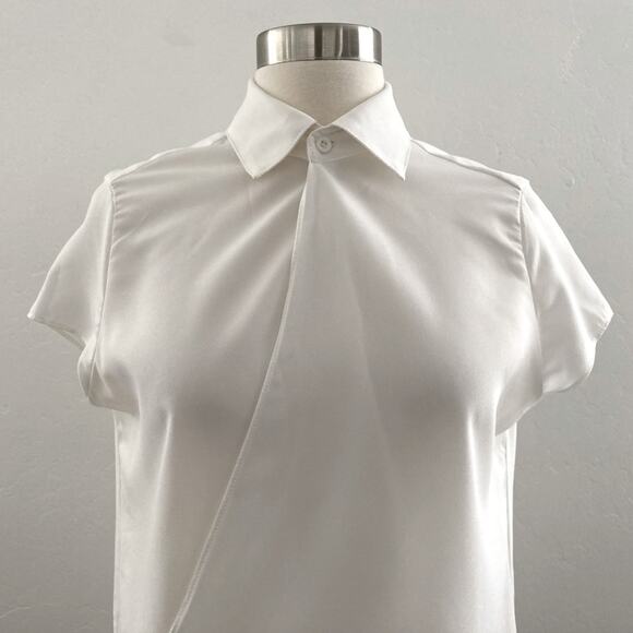 Joie Keturah Blouse Women's Small White Faux Wrap Minimalist Modest Office NWT - Picture 6 of 14